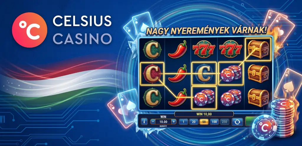 Celsius Casino fő képernyő — kripto kaszinó interfész