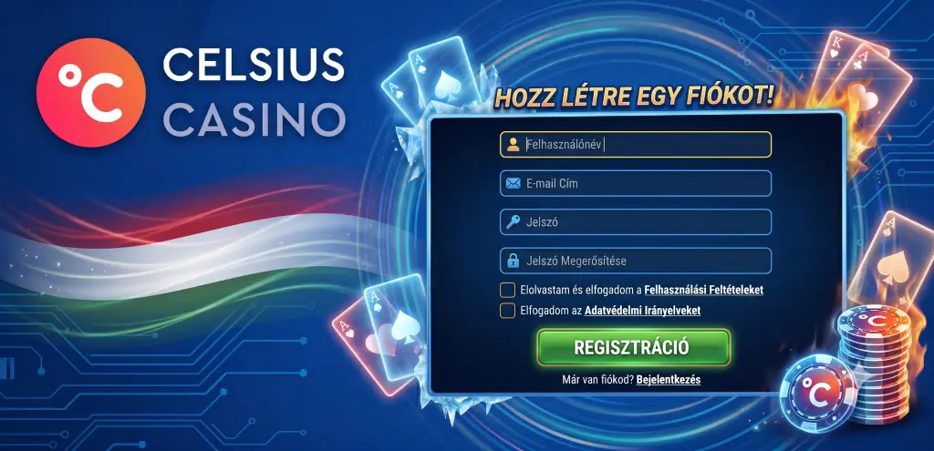 Celsius Casino regisztráció — felhasználói fiók létrehozása